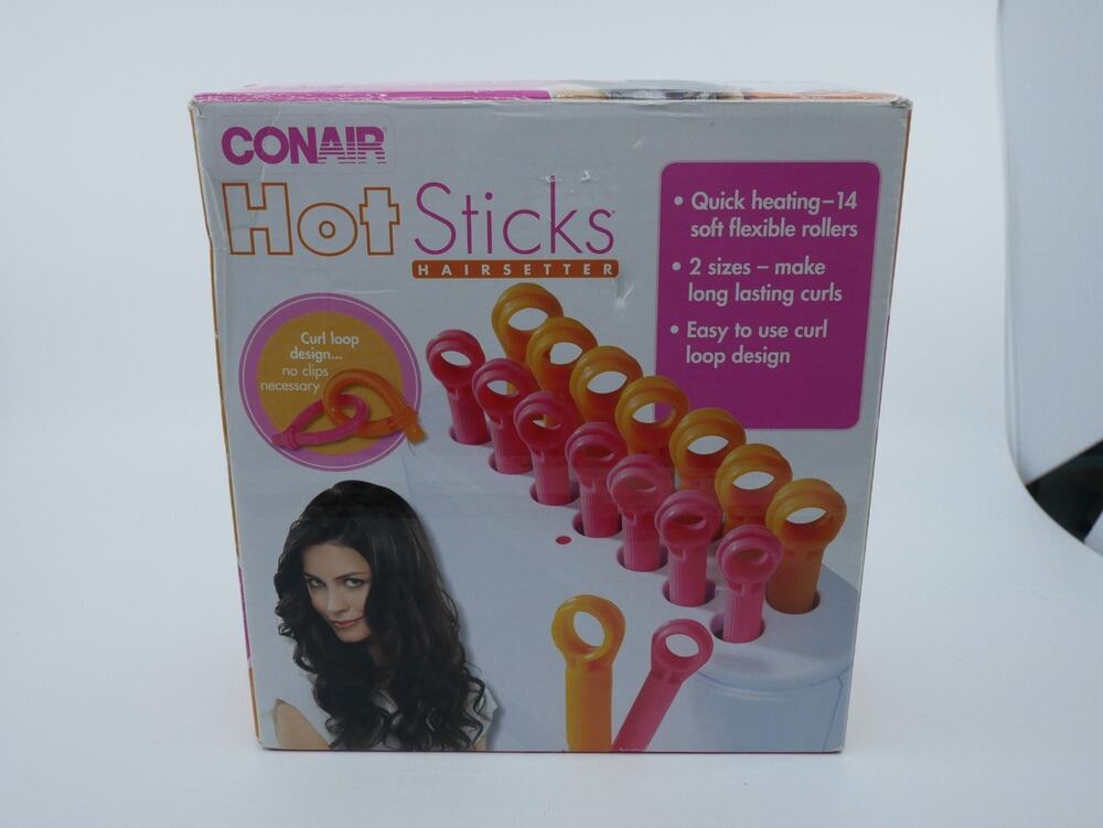 Conair Hot Sticks Hairsetter Orange & Pink Box and Instructions 2 Size 14 Sticks